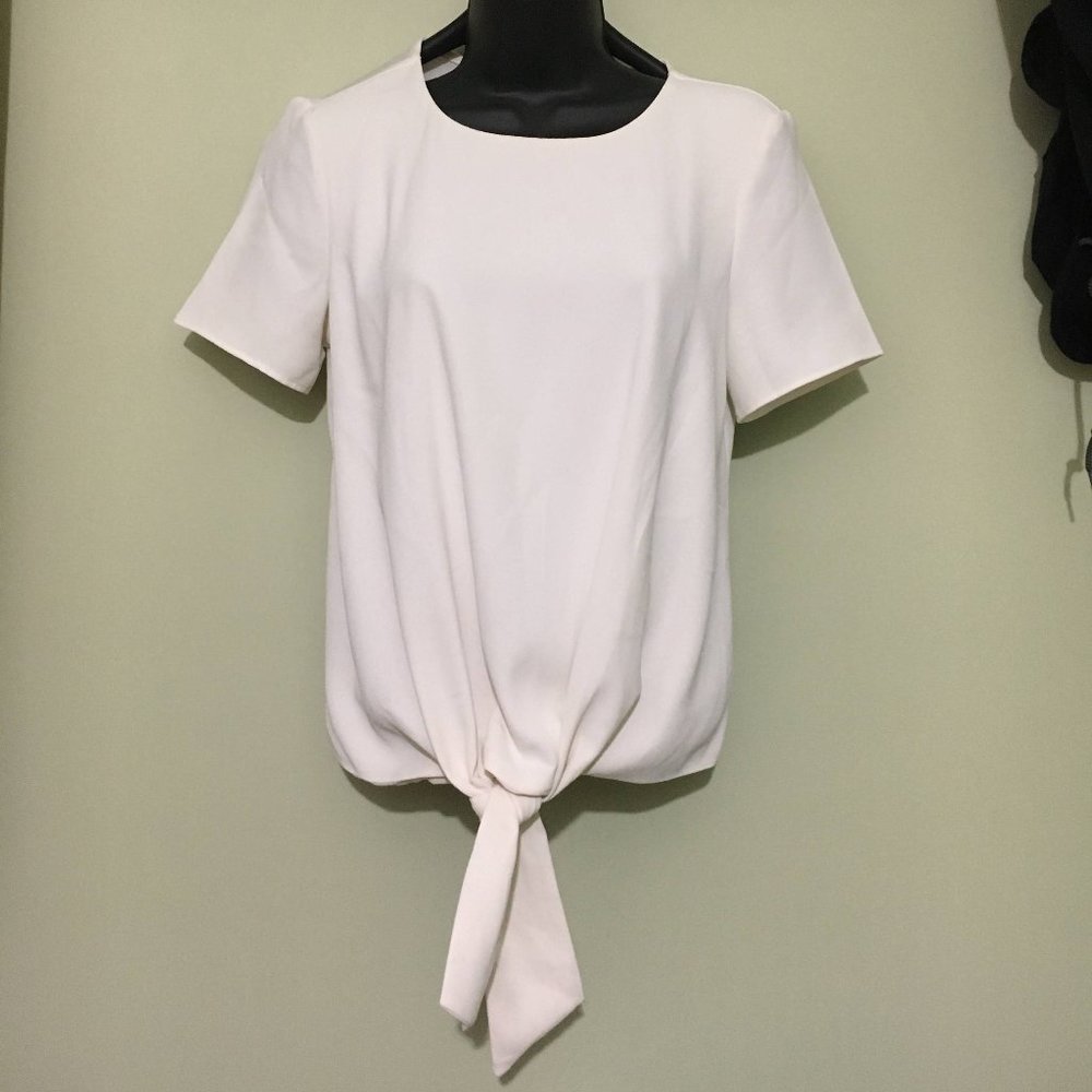 Ann Taylor Tie Front Dressy Ivory Top, Small